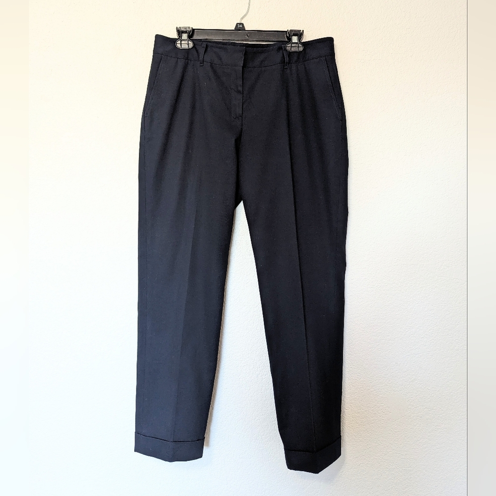 Lafayette 148 Navy Dress Pant Cuffed Hem Size 10